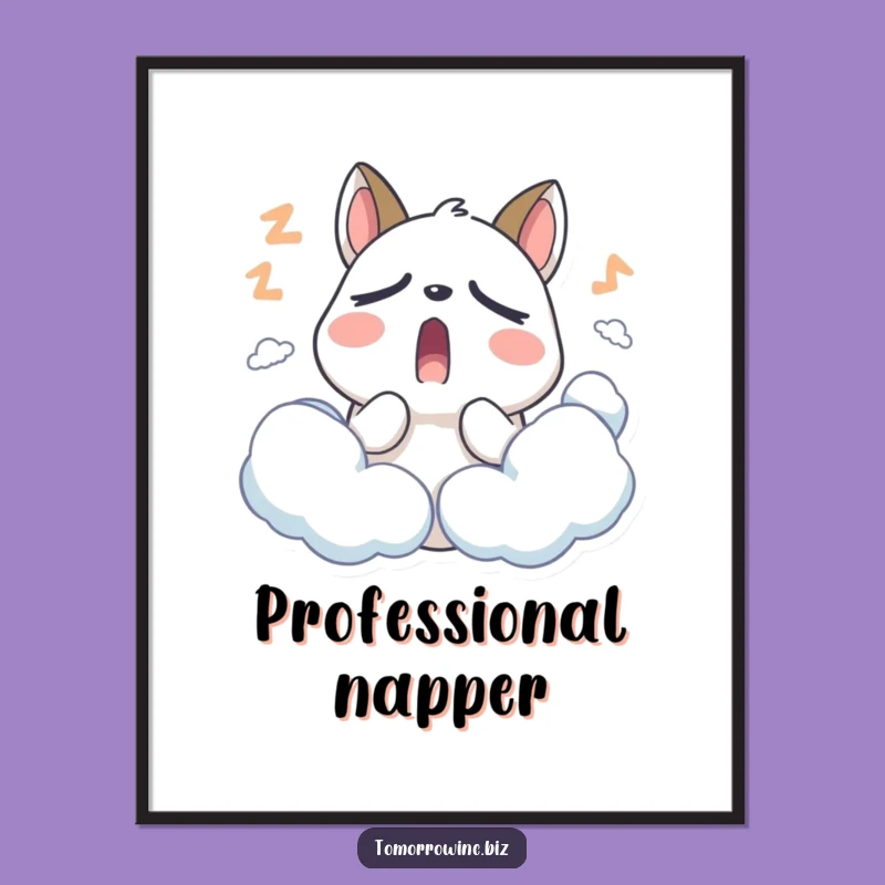 Funny Sleepy Animal Digital Art: Dreamy Yawn - A Unique Gift!